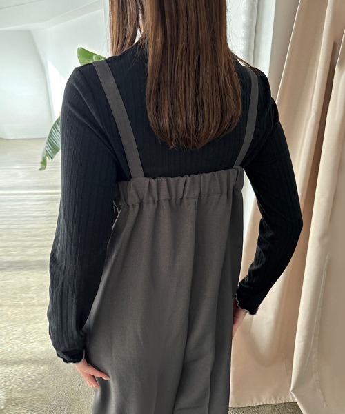 Doux Belle（ドゥーベル）の「Iラインシルエットハイウエストサロペット（サロペット/オーバーオール・レディース・ライトベージュ/グレー/ブラック・MEDIUM）」の18枚目の写真