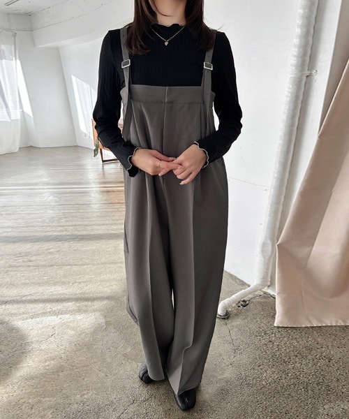 Doux Belle（ドゥーベル）の「Iラインシルエットハイウエストサロペット（サロペット/オーバーオール・レディース・ライトベージュ/グレー/ブラック・MEDIUM）」の19枚目の写真