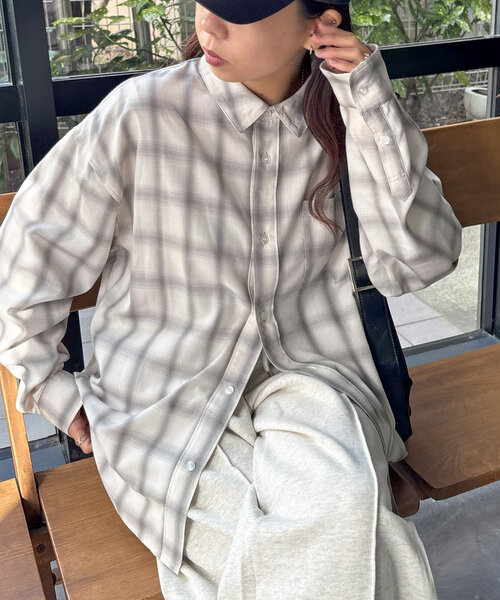 【SS先行予約】オンブレチェックオーバーシャツ《ユニセックス》（シャツ/ブラウス）｜DISCOAT（ディスコート）
