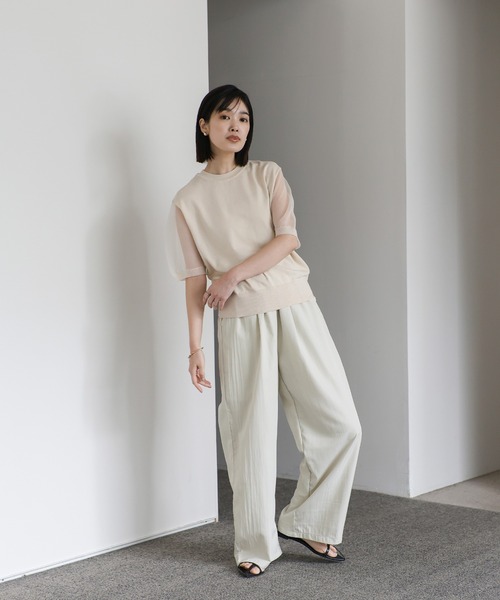select MOCA Et(セレクトモカエト)の「【Et】Tuck Easy Pants(その他パンツ・レディース・グレイッシュベージュ/ブラック・MEDIUM/LARGE)」の4枚目の写真