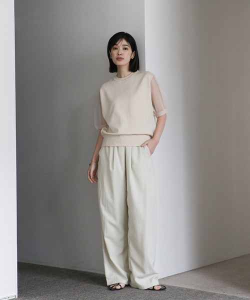 select MOCA Et(セレクトモカエト)の「【Et】Tuck Easy Pants(その他パンツ・レディース・グレイッシュベージュ/ブラック・MEDIUM/LARGE)」の14枚目の写真
