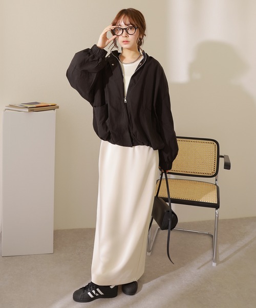 LAULEN(ローレン)の「stand collar gather blouson /スタンドカラー 比翼 ボリュームスリーブ ギャザー ブルゾン(ブルゾン・レディース・アイボリー/ブラック・FREE)」の9枚目の写真