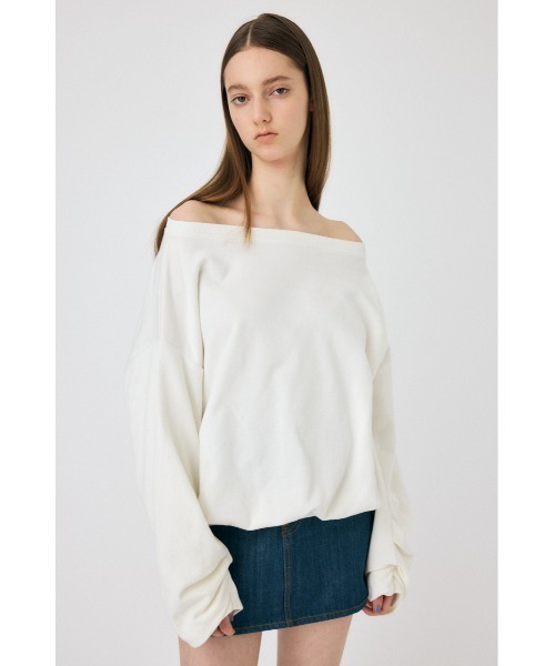 MOUSSY（マウジー）の「OFF SHOULDER スウェット（スウェット・レディース・チャコールグレー/ホワイト・FREE）」の2枚目の写真