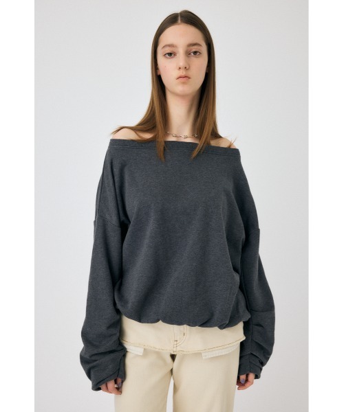 MOUSSY（マウジー）の「OFF SHOULDER スウェット（スウェット・レディース・チャコールグレー/ホワイト・FREE）」の3枚目の写真