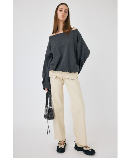 MOUSSY（マウジー）の「OFF SHOULDER スウェット（スウェット・レディース・チャコールグレー/ホワイト・FREE）」の4枚目の写真