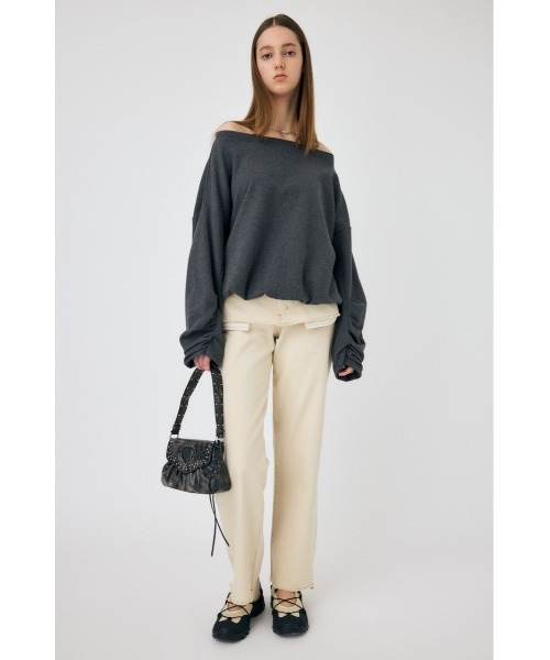 MOUSSY（マウジー）の「OFF SHOULDER スウェット（スウェット・レディース・チャコールグレー/ホワイト・FREE）」の5枚目の写真
