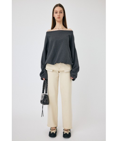 MOUSSY（マウジー）の「OFF SHOULDER スウェット（スウェット・レディース・チャコールグレー/ホワイト・FREE）」の6枚目の写真
