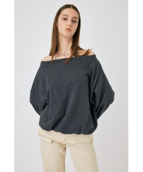 MOUSSY（マウジー）の「OFF SHOULDER スウェット（スウェット・レディース・チャコールグレー/ホワイト・FREE）」の7枚目の写真