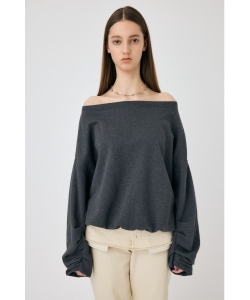 MOUSSY（マウジー）の「OFF SHOULDER スウェット（スウェット・レディース・チャコールグレー/ホワイト・FREE）」の8枚目の写真