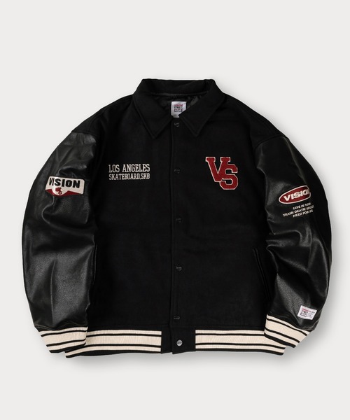 VISION STREET WEAR（ヴィジョンストリートウェア）の「【VISION STREET WEAR/ヴィジョンストリートウェア】ブランドロゴ＆アースデザイン メルトン スタジャン（スタジャン・メンズ・グリーン/ブルー/ブラック・M/L/XL）」の4枚目の写真