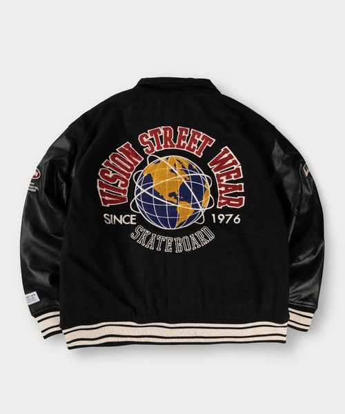 VISION STREET WEAR（ヴィジョンストリートウェア）の「【VISION STREET WEAR/ヴィジョンストリートウェア】ブランドロゴ＆アースデザイン メルトン スタジャン（スタジャン・メンズ・グリーン/ブルー/ブラック・M/L/XL）」の5枚目の写真