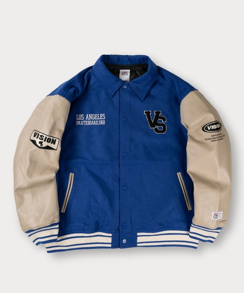 VISION STREET WEAR（ヴィジョンストリートウェア）の「【VISION STREET WEAR/ヴィジョンストリートウェア】ブランドロゴ＆アースデザイン メルトン スタジャン（スタジャン・メンズ・グリーン/ブルー/ブラック・M/L/XL）」の8枚目の写真