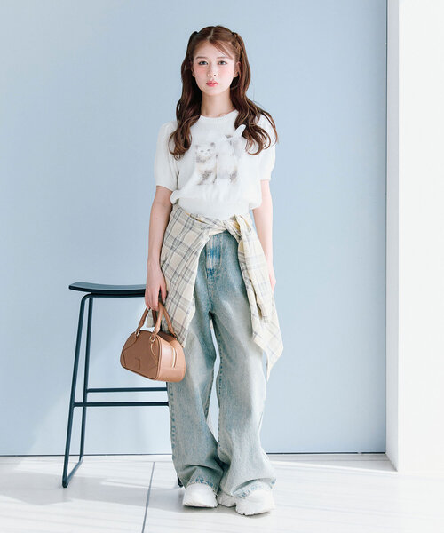 OLIVE des OLIVE(オリーブデオリーブ)の「ポケットリボンデニムパンツ(デニムパンツ・レディース・ベージュ/ブルー系その他/サックスブルー・MEDIUM/SMALL)」の9枚目の写真