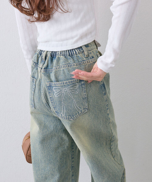OLIVE des OLIVE(オリーブデオリーブ)の「ポケットリボンデニムパンツ(デニムパンツ・レディース・ベージュ/ブルー系その他/サックスブルー・MEDIUM/SMALL)」の10枚目の写真