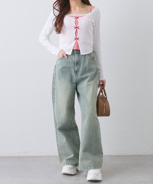 OLIVE des OLIVE(オリーブデオリーブ)の「ポケットリボンデニムパンツ(デニムパンツ・レディース・ベージュ/ブルー系その他/サックスブルー・MEDIUM/SMALL)」の15枚目の写真