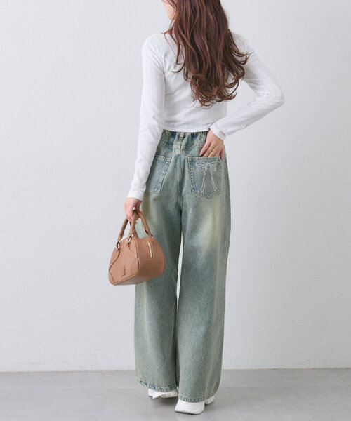 OLIVE des OLIVE(オリーブデオリーブ)の「ポケットリボンデニムパンツ(デニムパンツ・レディース・ベージュ/ブルー系その他/サックスブルー・MEDIUM/SMALL)」の16枚目の写真