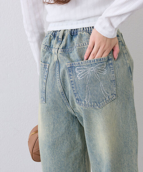 OLIVE des OLIVE(オリーブデオリーブ)の「ポケットリボンデニムパンツ(デニムパンツ・レディース・ベージュ/ブルー系その他/サックスブルー・MEDIUM/SMALL)」の17枚目の写真