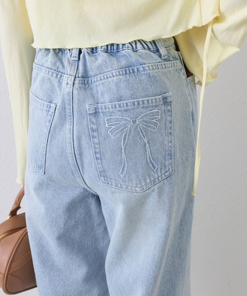 OLIVE des OLIVE(オリーブデオリーブ)の「ポケットリボンデニムパンツ(デニムパンツ・レディース・ベージュ/ブルー系その他/サックスブルー・MEDIUM/SMALL)」の2枚目の写真