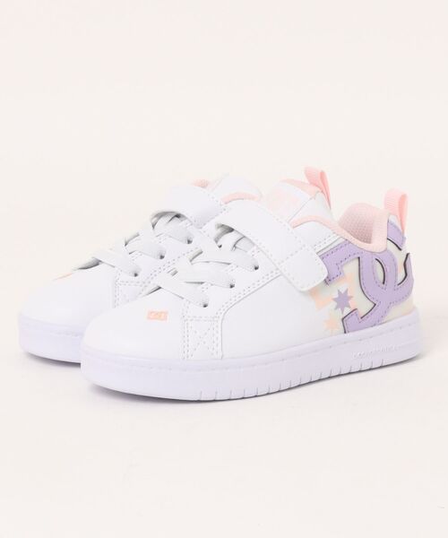 DC SHOES（ディーシーシューズ）の「DC SHOES ディーシーシューズ COURT GRAFFIK LITE EV【軽量】キッズスニーカー(ユースコートグラフィックライトEV) DK251601（スニーカー・キッズ・ホワイト×パープル/ホワイト系その他・19.0cm/20.0cm/21.0cm/22.0cm/18.0cm）」の2枚目の写真
