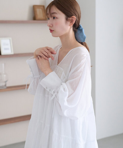 【新品未使用】Kastane カスタネ インド綿ティアードチュニック ホワイト インド綿ティアードチュニック | Kastane(カスタネ)レディース