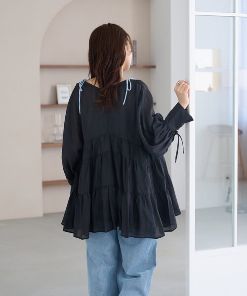 kastane インド綿ティアードチュニック ブラック Kastane チュニック