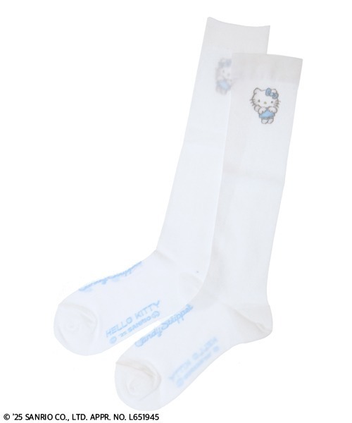 Candy Stripper（キャンディストリッパー）の「ANGEL【HELLO KITTY】SHEER HIGH ソックス（ソックス/靴下・レディース・ホワイト×ピンク/ホワイト×ブルー/ブラック・FREE）」の10枚目の写真