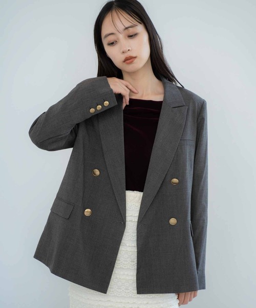 NOELA（ノエラ）の「【新色追加】ゴールドボタンダブルジャケット（テーラードジャケット・レディース・ベージュ/ネイビー/グレー/ブラウン/その他1・S/M）」の5枚目の写真