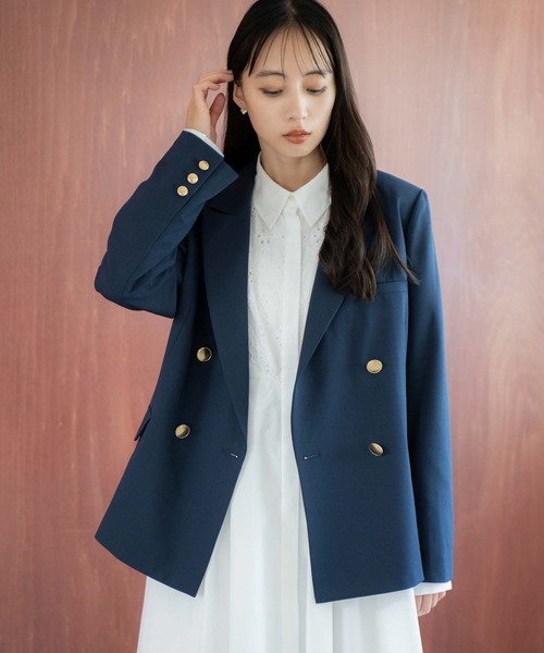 NOELA（ノエラ）の「【新色追加】ゴールドボタンダブルジャケット（テーラードジャケット・レディース・ベージュ/ネイビー/グレー/ブラウン/その他1・S/M）」の21枚目の写真