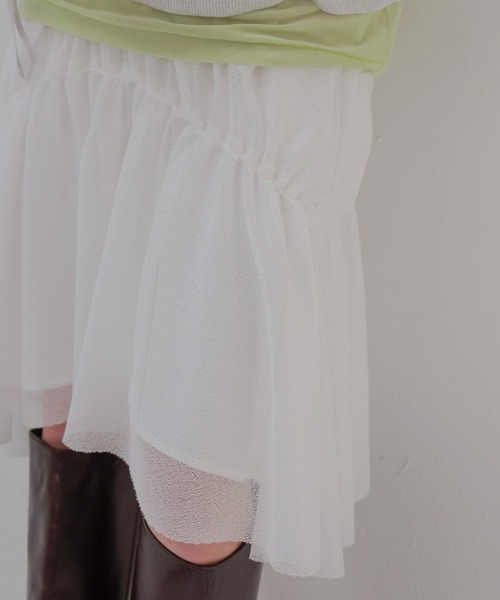 DRESSLAVE(ドレスレイブ)の「bright amunzen tulle mini skirt(ブライトアムンゼンチュールミニ丈スカート)(スカート・レディース・ホワイト/ブラック・38)」の5枚目の写真