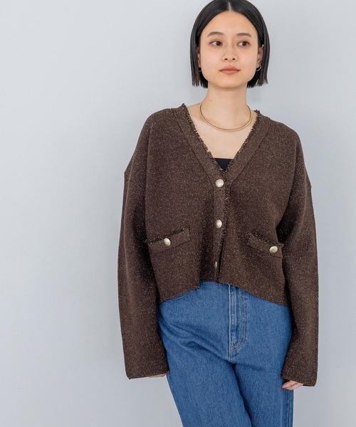 A part by（アパートバイ）の「ツイードVカーディガン（カーディガン