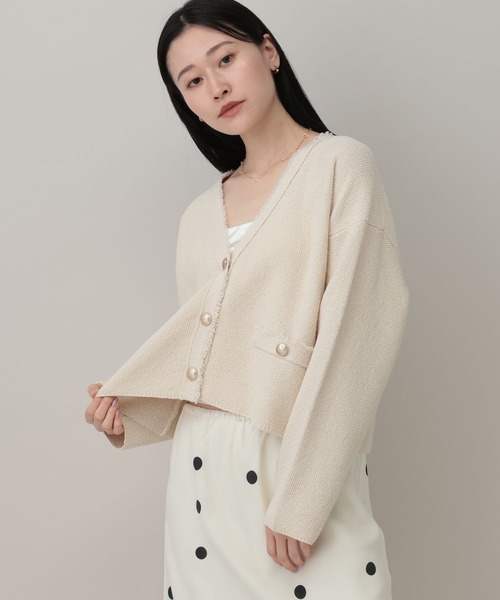 A part by（アパートバイ）の「ツイードVカーディガン（カーディガン/ボレロ・レディース・ネイビー/ブラウン系その他/オフホワイト/ライトブルー/ダークネイビー・FREE）」の19枚目の写真