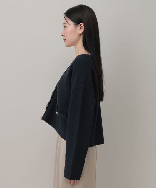 A part by（アパートバイ）の「ツイードVカーディガン（カーディガン/ボレロ・レディース・ネイビー/ブラウン系その他/オフホワイト/ライトブルー/ダークネイビー・FREE）」の14枚目の写真