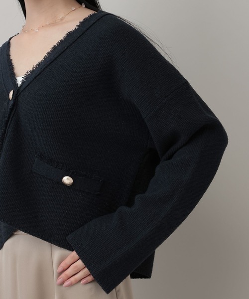 A part by（アパートバイ）の「ツイードVカーディガン（カーディガン/ボレロ・レディース・ネイビー/ブラウン系その他/オフホワイト/ライトブルー/ダークネイビー・FREE）」の10枚目の写真