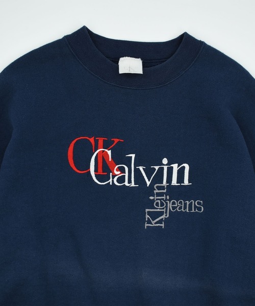 VINTAGE（ヴィンテージ）の「【ヴィンテージ古着】90’s Calvin Klein ロゴ刺繍 スウェット（スウェット・メンズ・ネイビー・X-LARGE）」の4枚目の写真