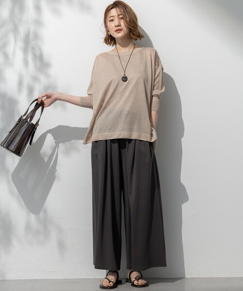 23区　シャイニーシアー ニット　ライトグレー 23区 【一部先行予約/新色追加】シャイニーシアー ニット （ライト