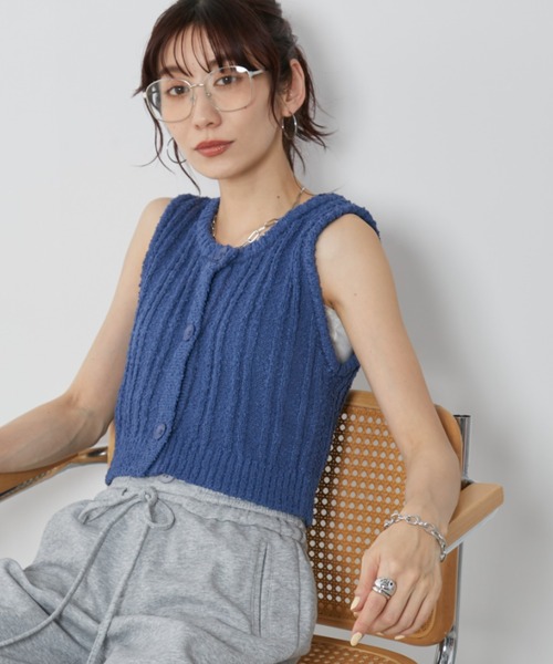 セール】スラブヤーンショートニットベスト（ベスト）｜Auntie Rosa