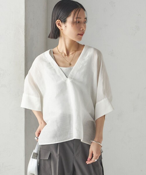 SHIPS for women / シップスウィメン 【一部WEB限定】〈手洗い可能〉IMPERIAL LINEN スキッパー ブラウス 一部WEB限定】〈手洗い可能〉IMPERIAL LINEN スキッパー