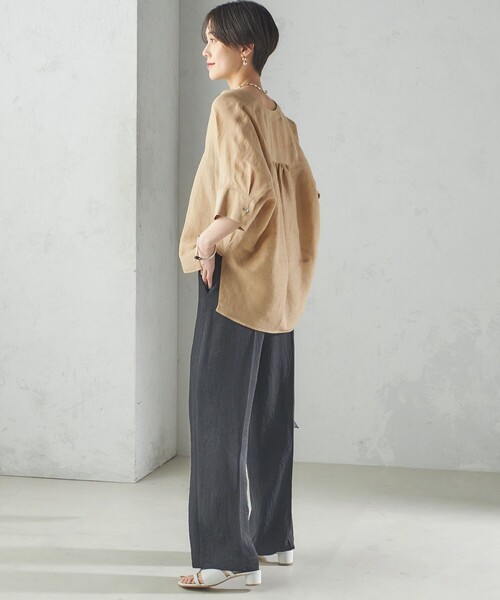 本日限定価格！IMPERIAL LINEN スキッパー ブラウス　ships セール】【一部WEB限定】〈手洗い可能〉IMPERIAL LINEN