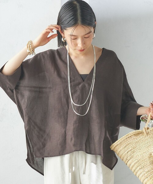 SHIPS(シップス)の「【一部WEB限定】〈手洗い可能〉IMPERIAL LINEN スキッパー ブラウス(シャツ/ブラウス・レディース・ブラウン/ピンク系/ベージュ/ネイビー/オフホワイト・ONE SIZE)」の17枚目の写真