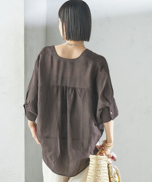 SHIPS(シップス)の「【一部WEB限定】〈手洗い可能〉IMPERIAL LINEN スキッパー ブラウス(シャツ/ブラウス・レディース・ブラウン/ピンク系/ベージュ/ネイビー/オフホワイト・ONE SIZE)」の19枚目の写真