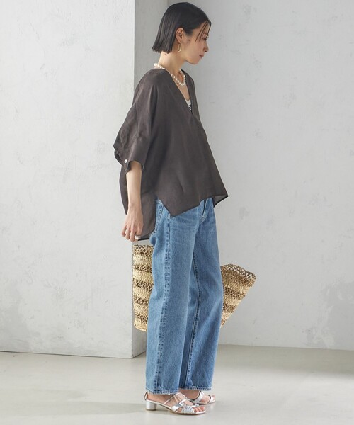 SHIPS(シップス)の「【一部WEB限定】〈手洗い可能〉IMPERIAL LINEN スキッパー ブラウス(シャツ/ブラウス・レディース・ブラウン/ピンク系/ベージュ/ネイビー/オフホワイト・ONE SIZE)」の22枚目の写真