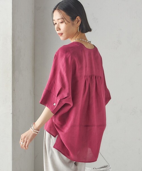 本日限定価格！IMPERIAL LINEN スキッパー ブラウス　ships セール】【一部WEB限定】〈手洗い可能〉IMPERIAL LINEN