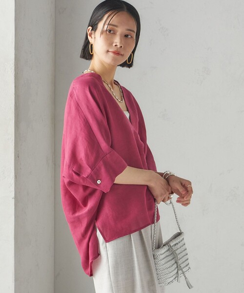 本日限定価格！IMPERIAL LINEN スキッパー ブラウス　ships セール】【一部WEB限定】〈手洗い可能〉IMPERIAL LINEN