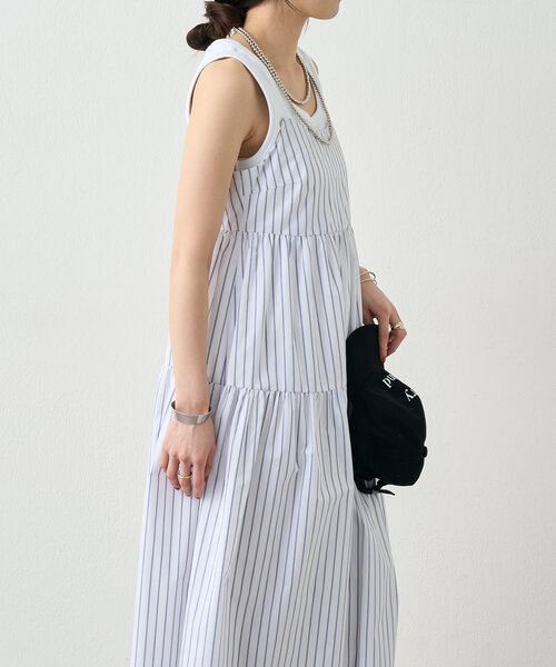 SHENERY（シーナリー）の「《サイズ展開あり》ストライプティアードキャミドレス（ワンピース・レディース・オフホワイト/ブルー・36/38）」の11枚目の写真