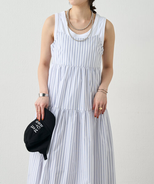 SHENERY（シーナリー）の「《サイズ展開あり》ストライプティアードキャミドレス（ワンピース・レディース・オフホワイト/ブルー・36/38）」の12枚目の写真