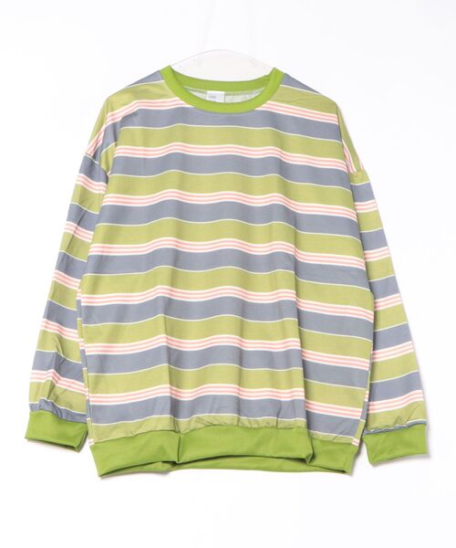 VIBGYOR(ヴィブジョー)の「【Chilli Chilli CLUB】ボーダーカットソー(MA)(Tシャツ/カットソー・メンズ・ブラック/ホワイト/グリーン・FREE)」の2枚目の写真
