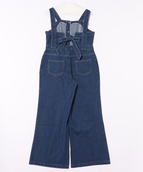 セール】バックリボン ワイド フレア デニム サロペット（その他