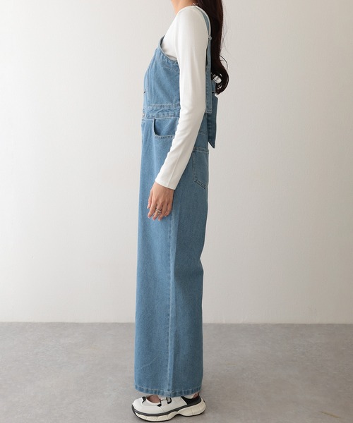 Lace Ladies(レースレディース)の「バックリボン ワイド フレア デニム サロペット(サロペット/オーバーオール・レディース・ライトブルー/ブラック/ブルー・L/M)」の20枚目の写真