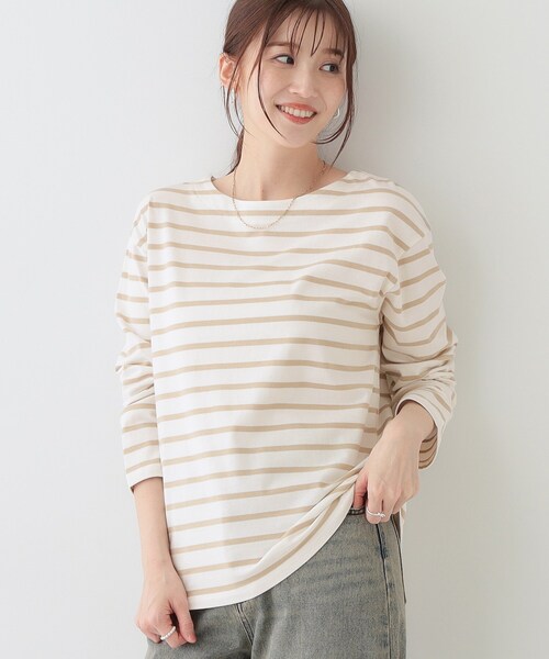 DRESKIP（ドレスキップ）の「【洗える/S-LL】シンプルだから着回ししやすい コットンアソートロンT（Tシャツ/カットソー・レディース・ベージュ系2/ピンク系7/ブラック/ライトベージュ/オフホワイト/ホワイト系5・01/02/03/04）」の5枚目の写真