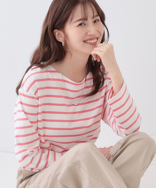 DRESKIP（ドレスキップ）の「【洗える/S-LL】シンプルだから着回ししやすい コットンアソートロンT（Tシャツ/カットソー・レディース・ベージュ系2/ピンク系7/ブラック/ライトベージュ/オフホワイト/ホワイト系5・01/02/03/04）」の6枚目の写真